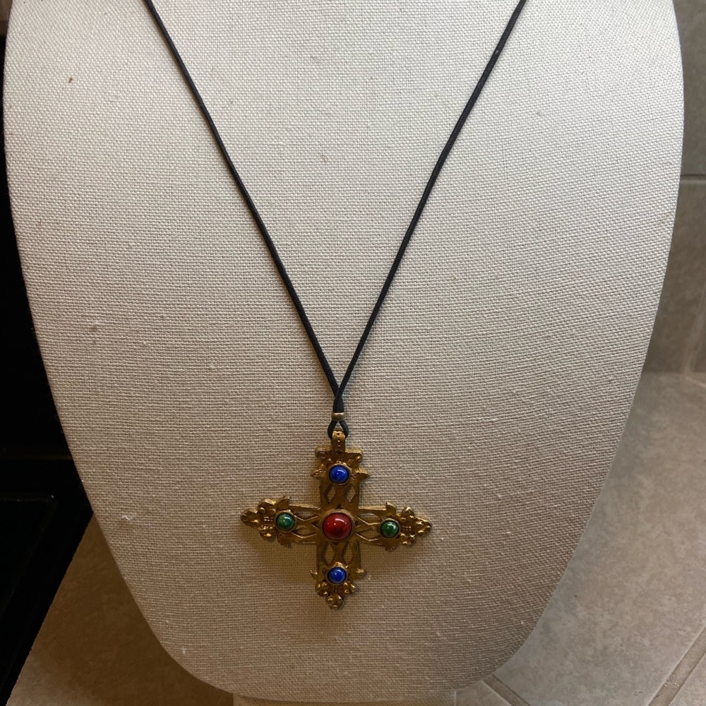 Robert Rose Vintage Cross Broach Necklace